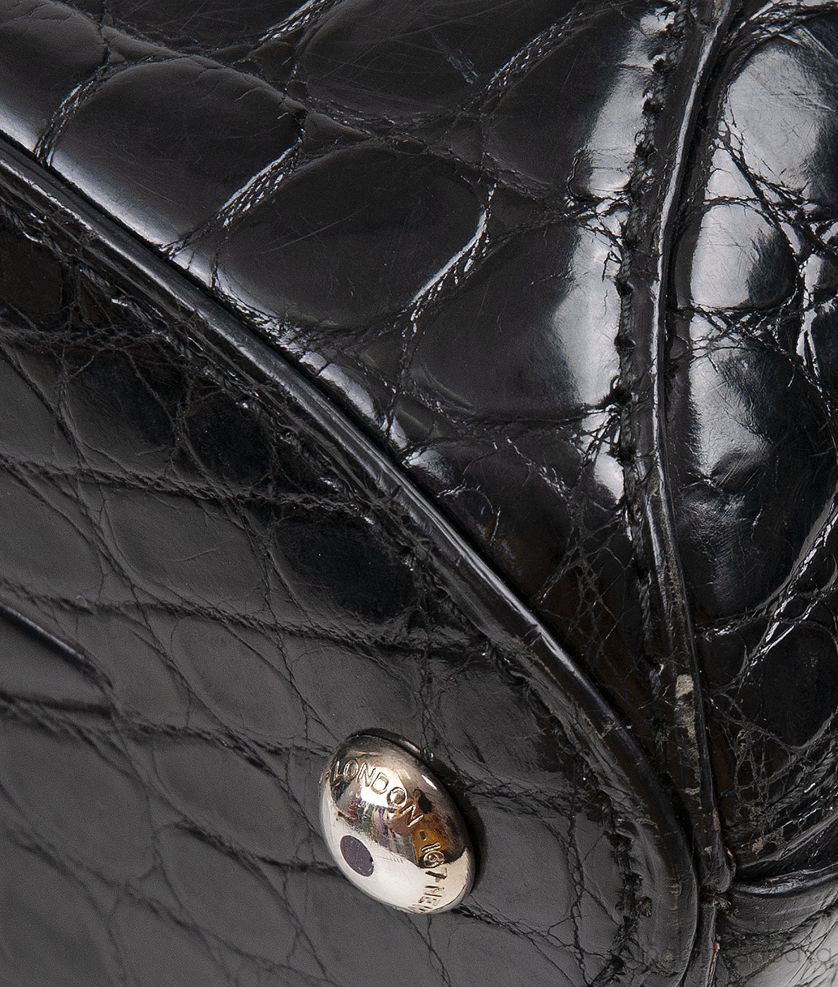 Black Crocodile Top Handle Bag