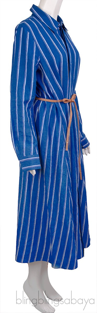 Waylon Belted Striped Linen Shirt Dress