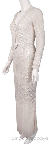Sequin & Bead Embellished Long Sleeve Dress