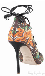 Embroidered Lace Canvas Sandals