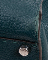 Fendi Selleria Peekaboo Dark Green Medium Python Handle Bag