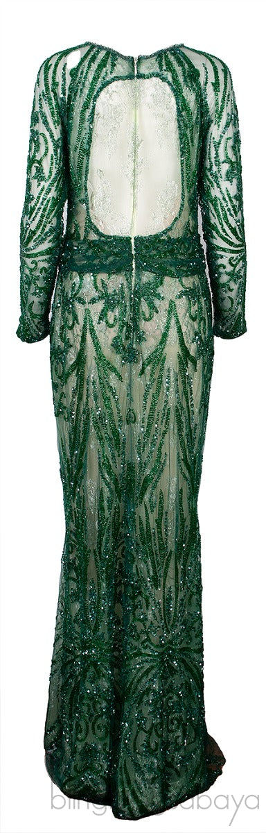 Emerald Green Bead Embellished Gown