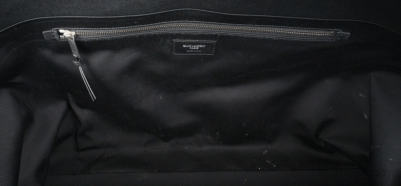 Saint Laurent Black Raffia Rive Gauche Black Oversize Tote