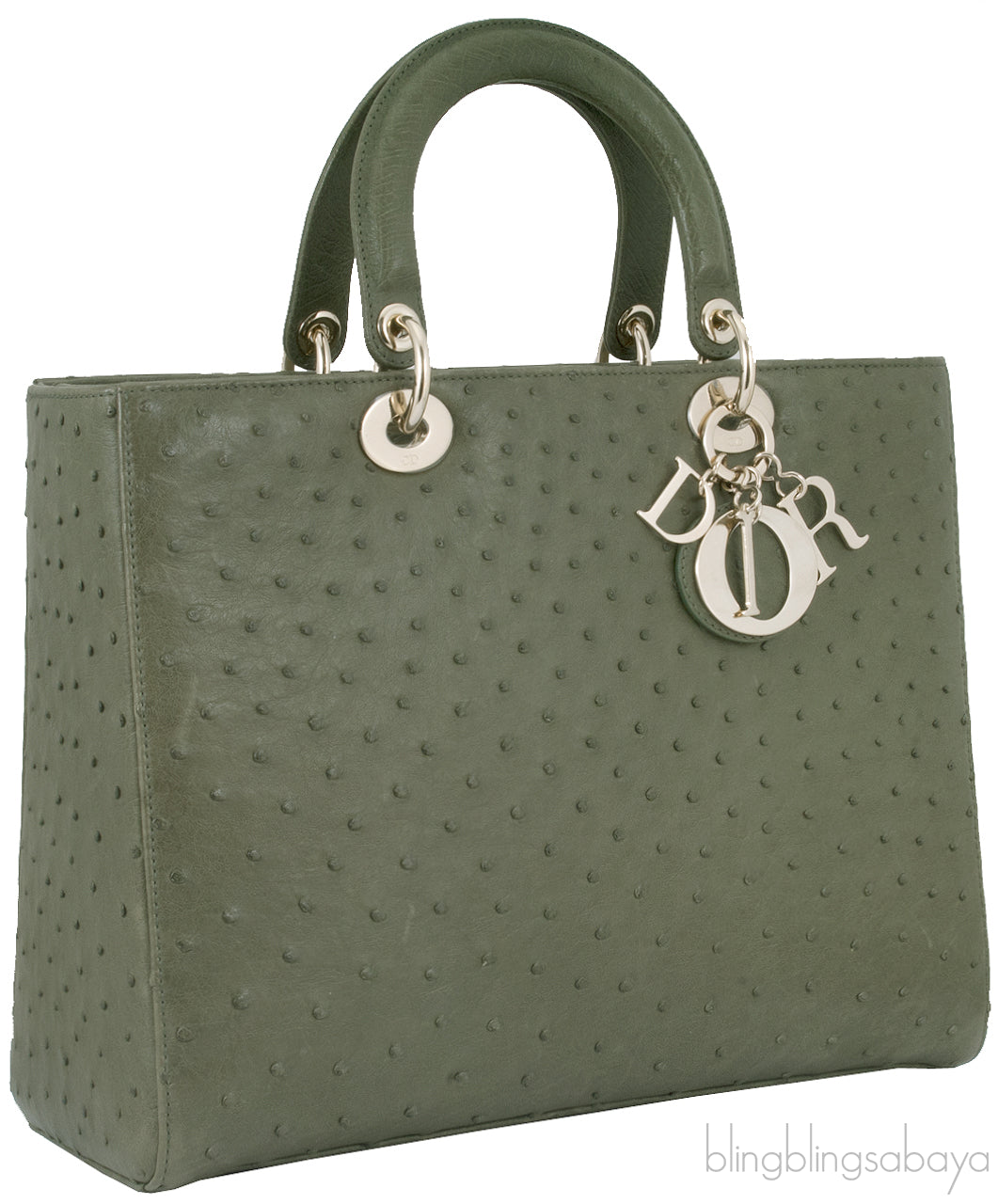 Lady Dior Olive Green Ostrich