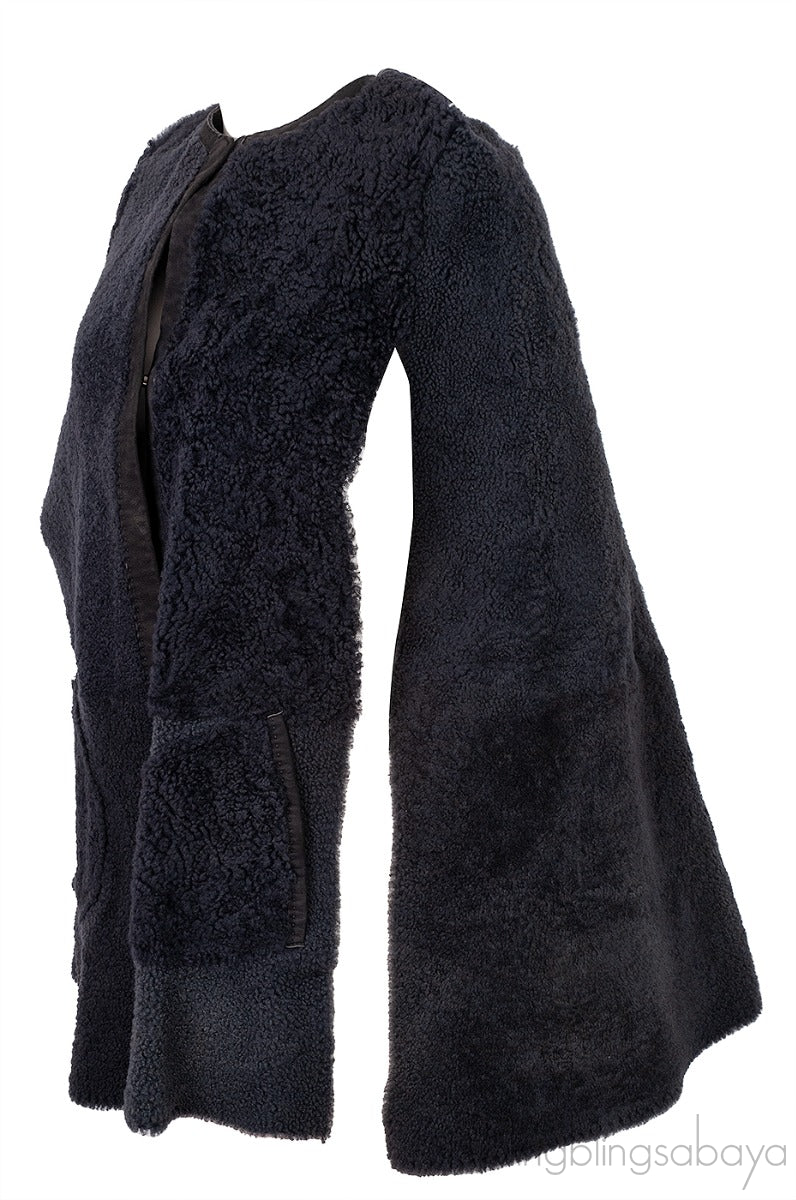 Black Leather Reversible Cape Jacket