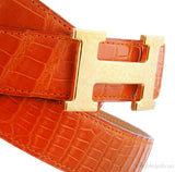 H Belt Orange Crocodile