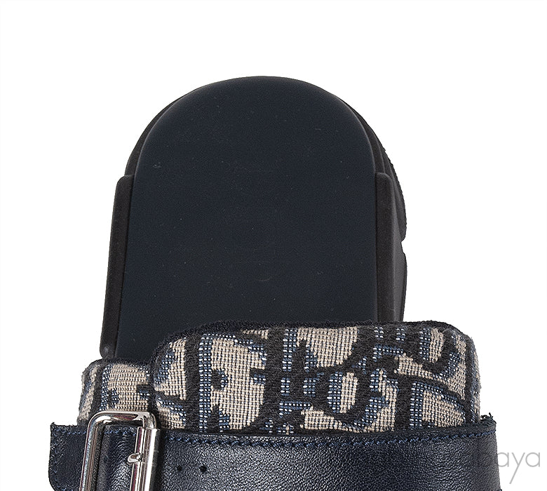 Beige and Black Dior Oblique Technical Kids Jacquard Sandals