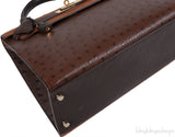Hermes Kelly 32 Chocolate Natural and Dark Brown Ostrich GHW