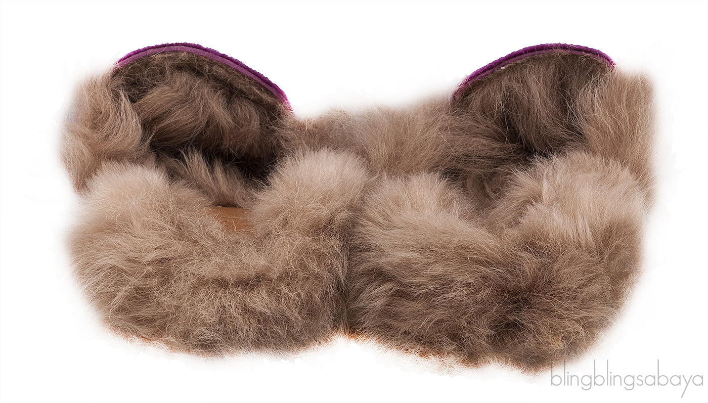 Purple Princetown Fur Slide
