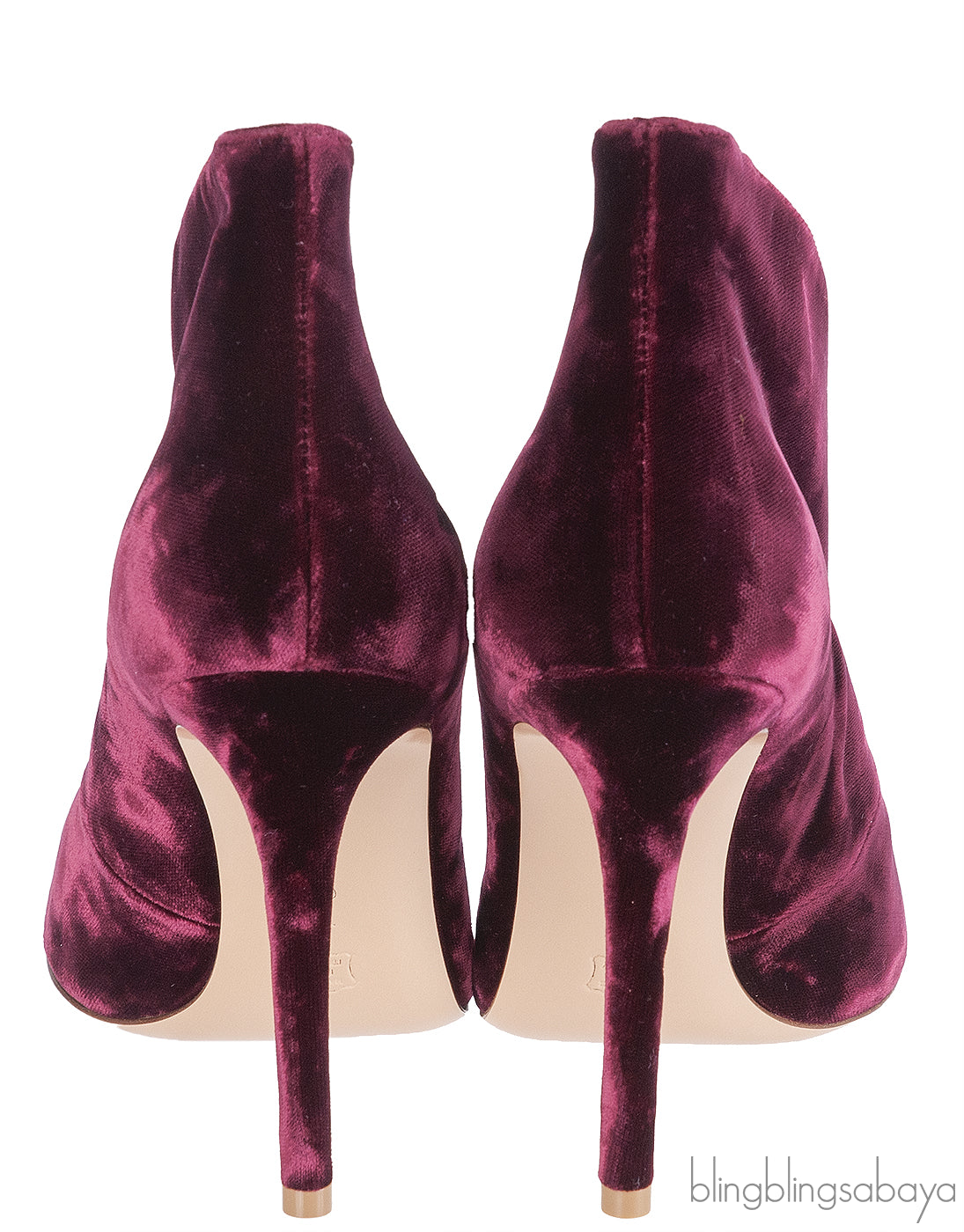 Gianvito Rossi Burgundy Velvet Ankle-Flare Boots