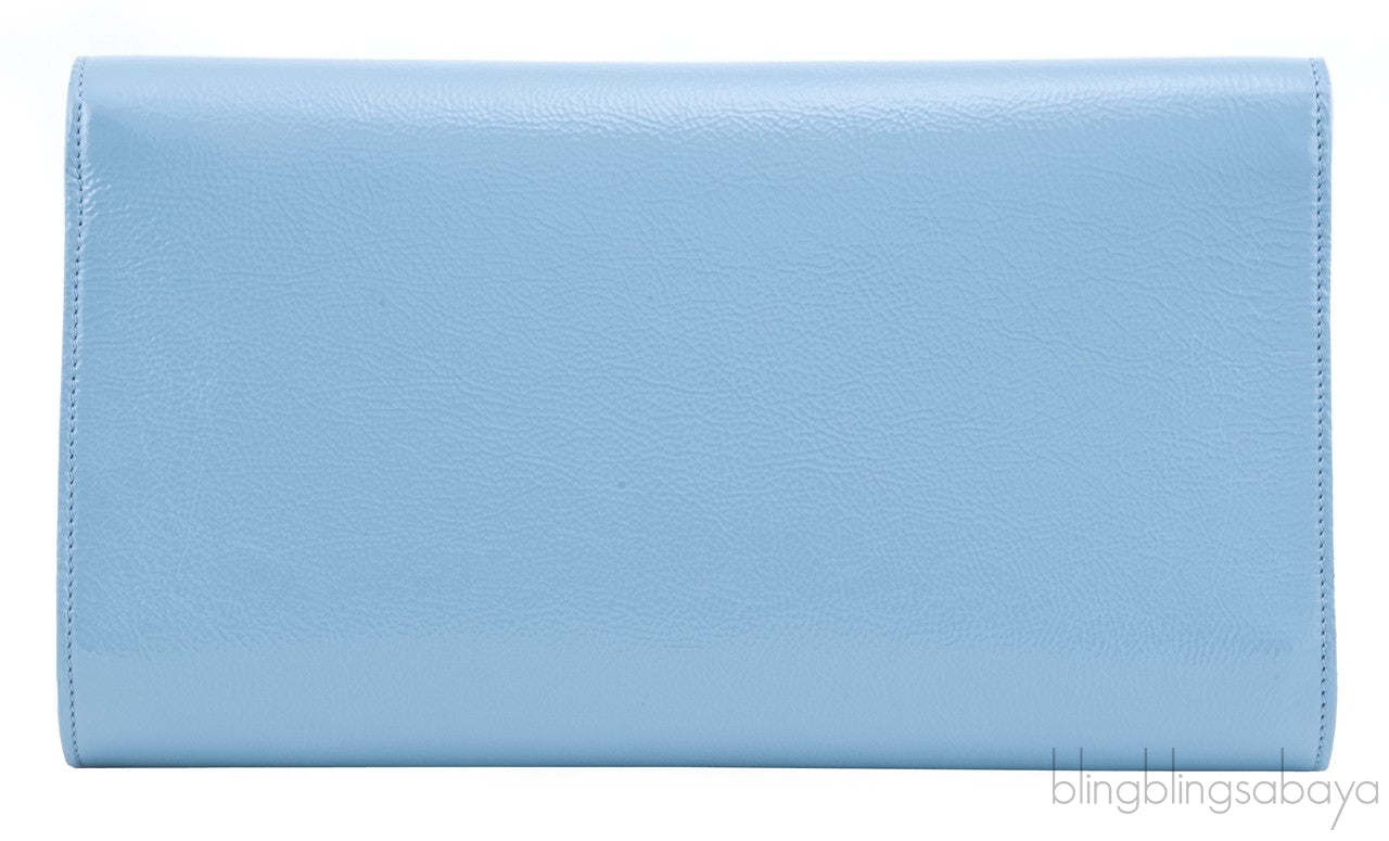Sky Blue Patent Leather Clutch
