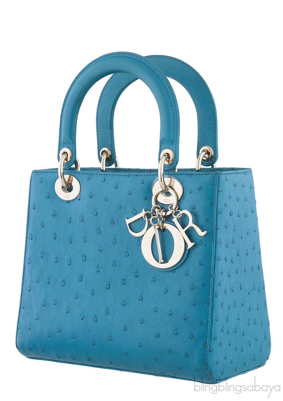 Lady Dior Blue Green Ostrich GHW