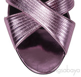 Gucci Criss-cross Metallic Pink Sandals