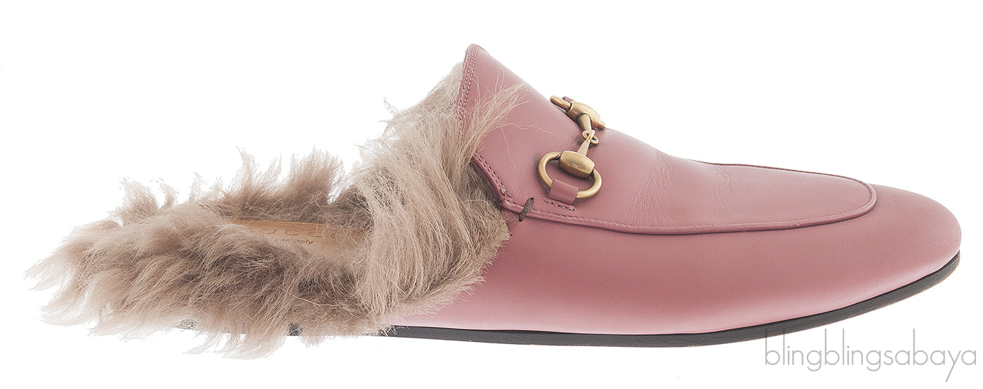 Pink Princetown Fur Slide