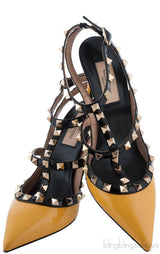 Yellow & Black Patent Rockstuds Heels