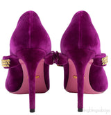 Gucci Purple Sylvie Velvet Crystal Embellished Heels 38