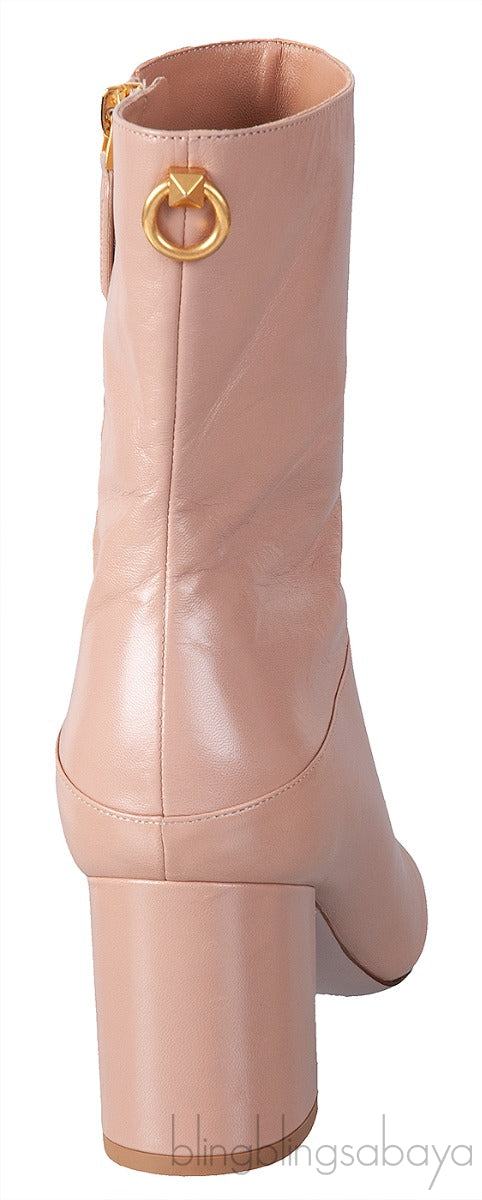 Nude Pointed Toe Leather Boots