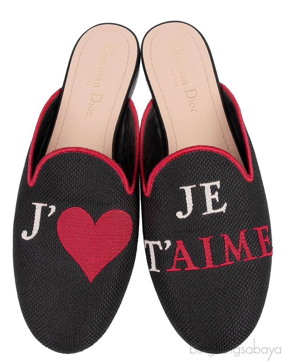 Dior Je T\'aime Canvas Mules Black