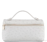 L19 White Ostrich Pouch