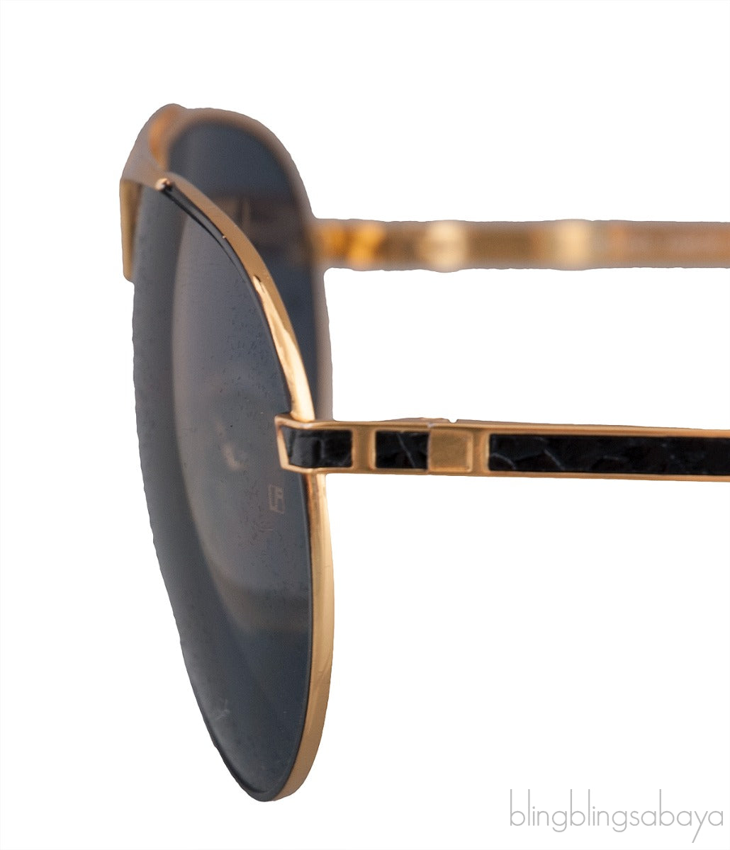Linda Farrow LFL461 Black & Gold Aviator Sunglasses