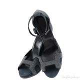 Hermes Premiere Glitter Blue Grey Suede Sandals
