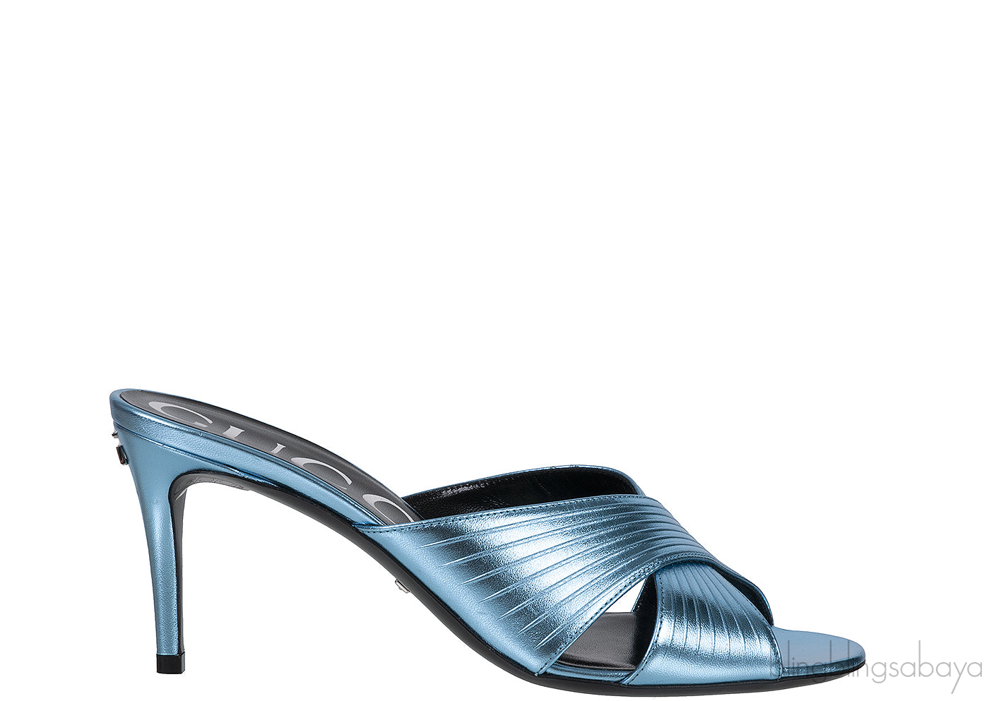 Criss-cross Metallic Blue Sandals
