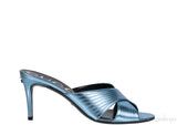Criss-cross Metallic Blue Sandals
