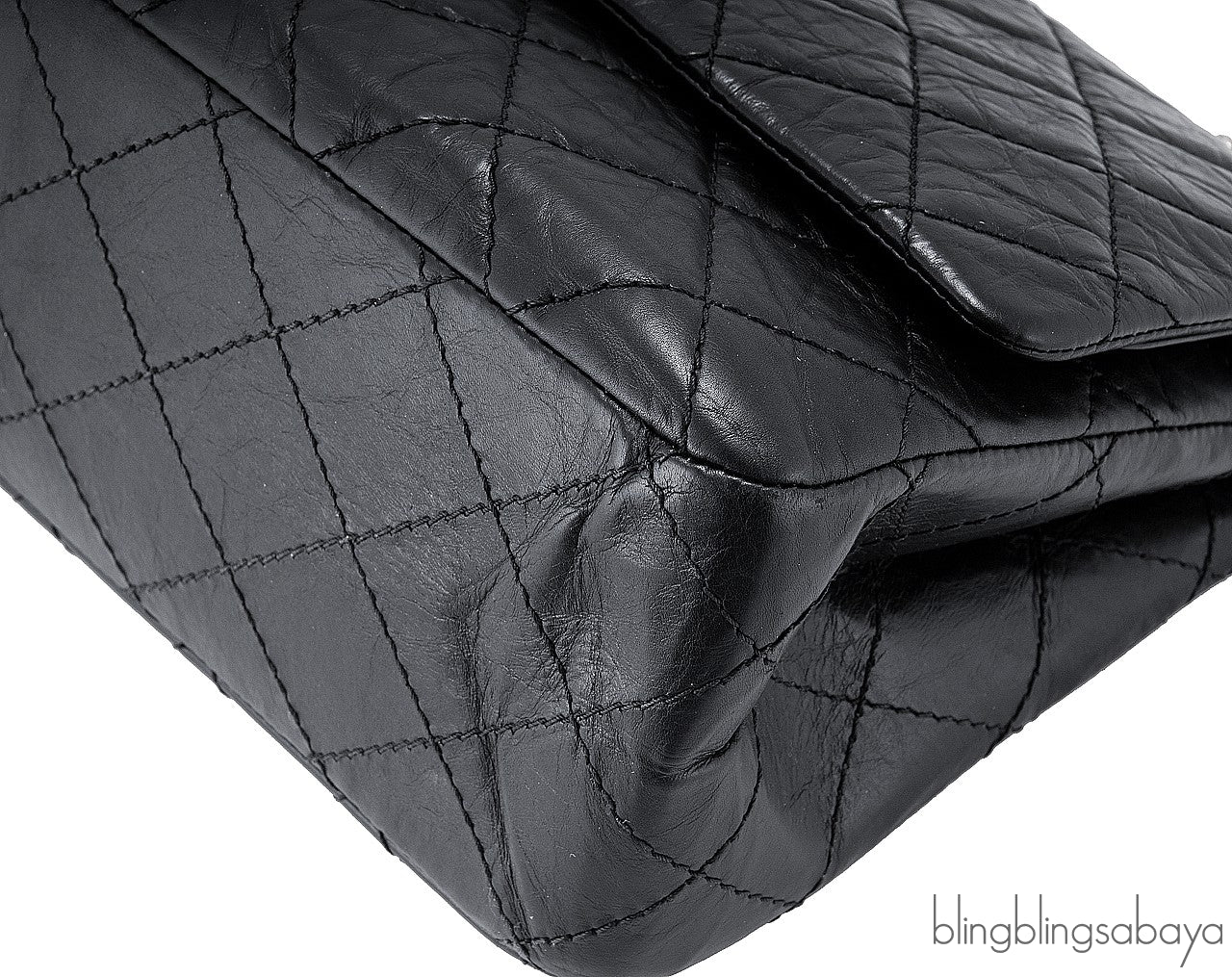 2.55 Reissue Black Distressed Leather