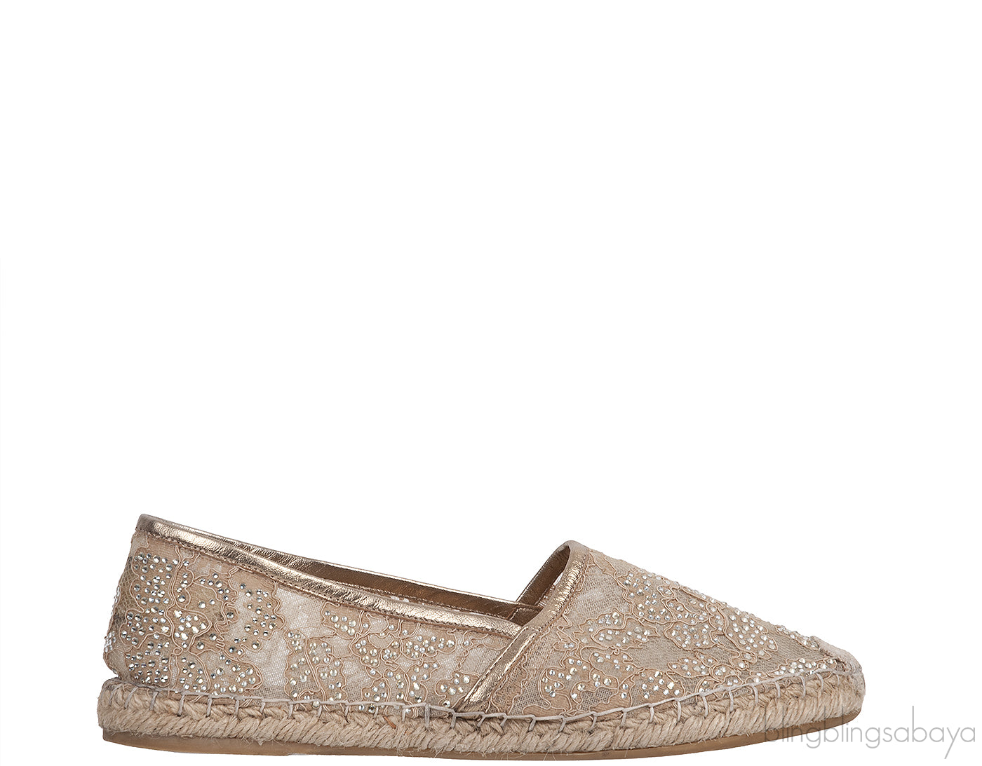 Lace Rhinestone Embellished Espadrille