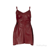 Celine Burgundy Leather Cut-out Midi Dress S