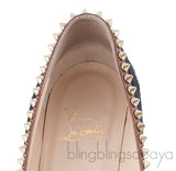 Black Calf Hair Spiked Pointed Toe Flats
