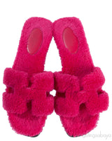 Fuchsia Oran Teddy Bear Sandals