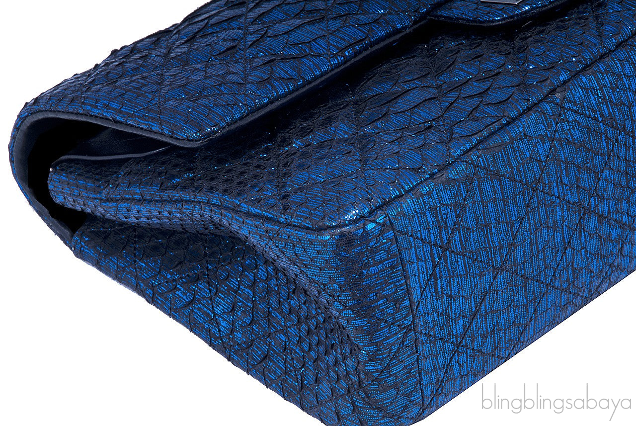 2.55 Reissue Navy Blue Metallic Python