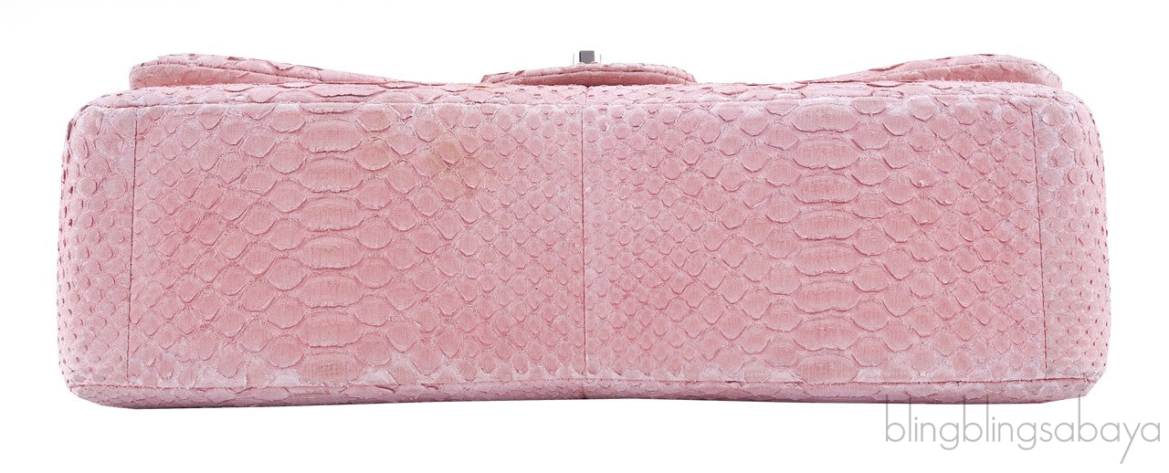 Classic Jumbo Pink Python Flap Bag
