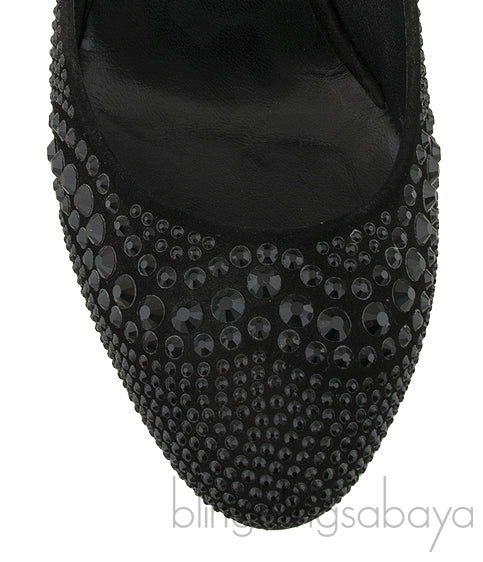 Black Crystal Embellished Heels