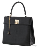 Vintage Black Lizard Top Handle Bag