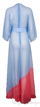 Bi-color Pleated Sheer Dress