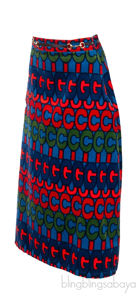 GG Multicolor Horsebit Skirt