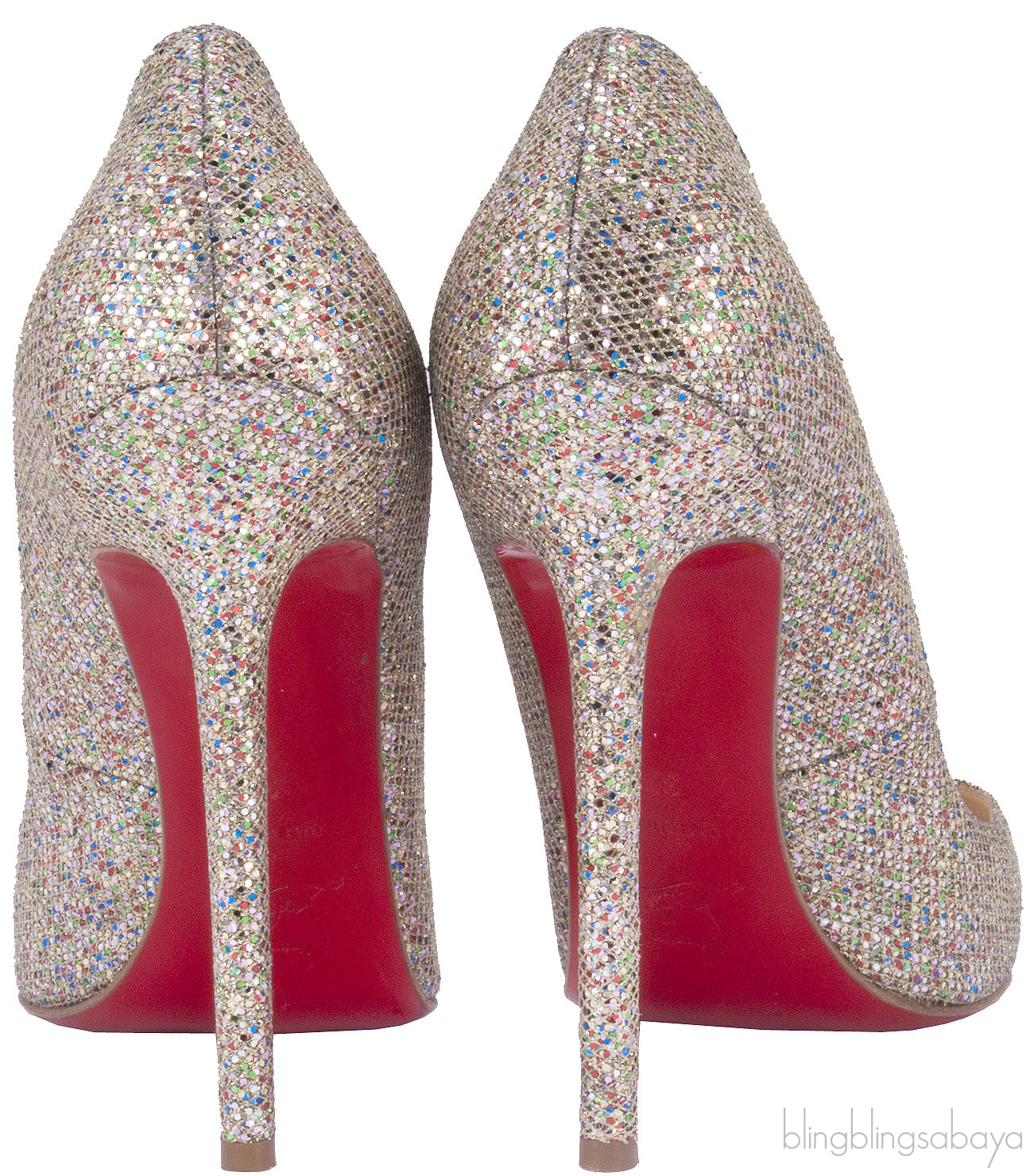 Pigalle Multicolor Gold Glitter Pump
