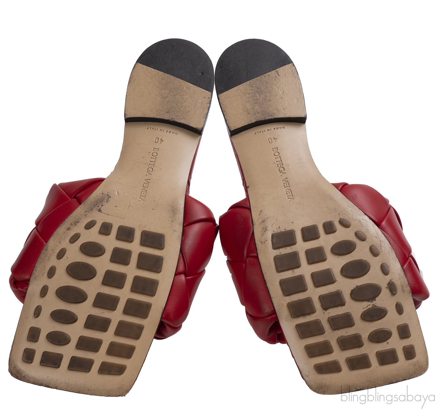 Bottega Veneta Intrecciato Lido Flat Sandals Red