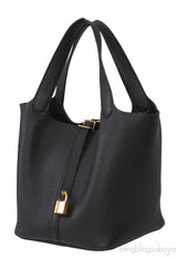 Picotin Lock 22 Black Taurillon Clemence GHW