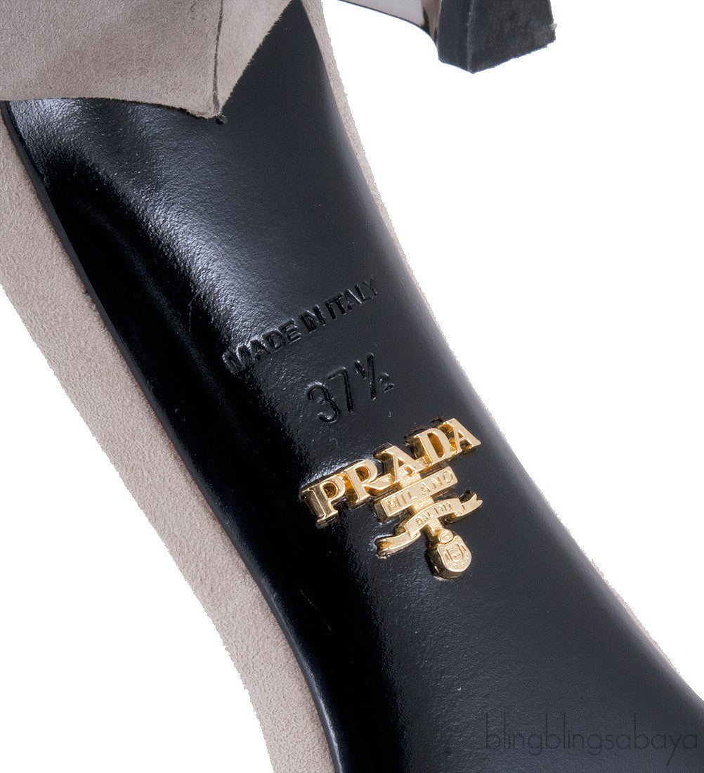 Suede Crystal Mid-heel Sandals