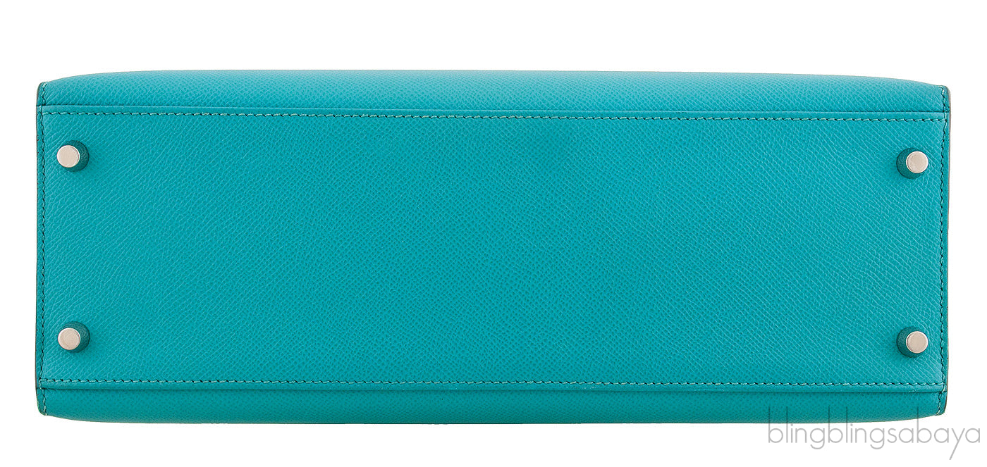 Kelly 32 Bleu Paon Sellier PHW