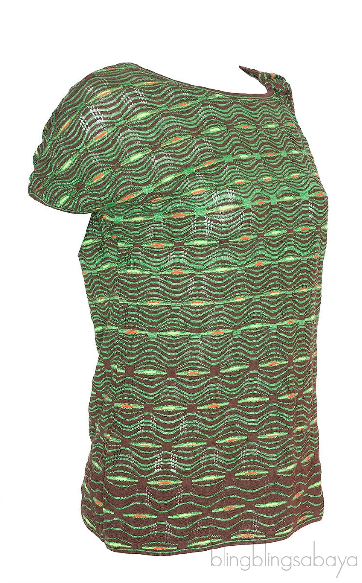 Green & Brown Stretch Blouse