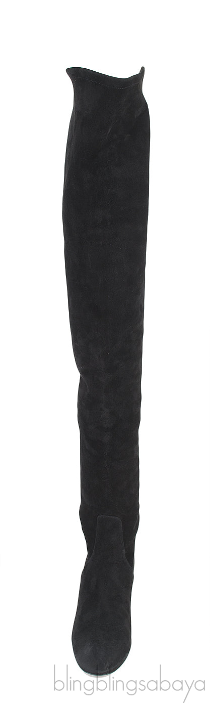 Black Suede High Leg Boots