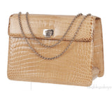 Beige Cornelia Lunch Box Crocodile Bag