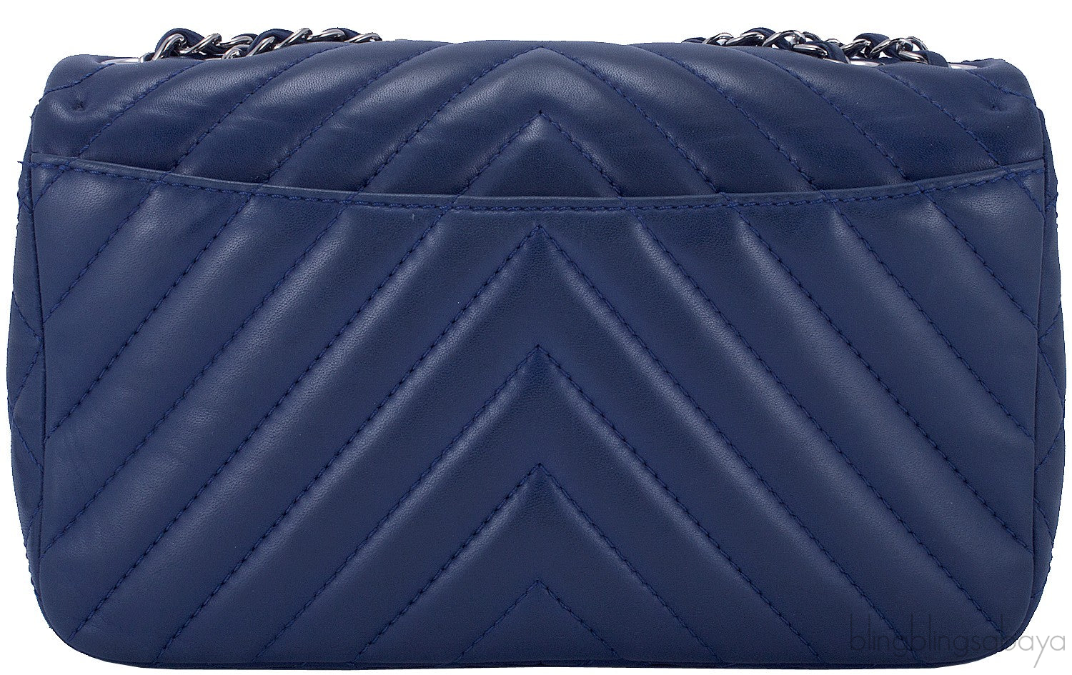 Blue Chevron Quilted Medium Flap Bag