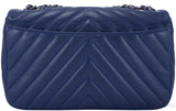 Blue Chevron Quilted Medium Flap Bag