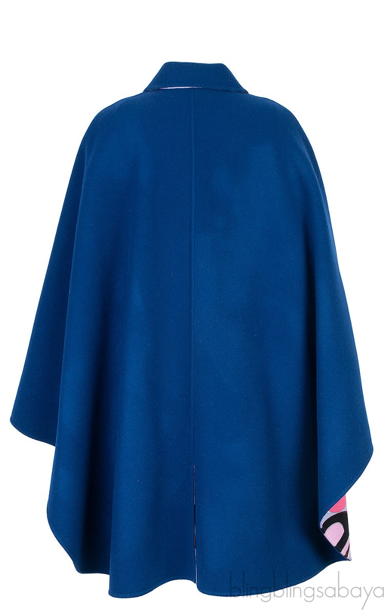 Blue Belted Cape Coat