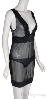 Black Pleated Sheer Camisole Set